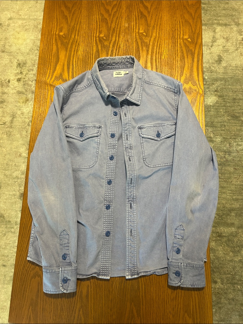 Men's Light Blue Denim Button-Down Shirt Jacket